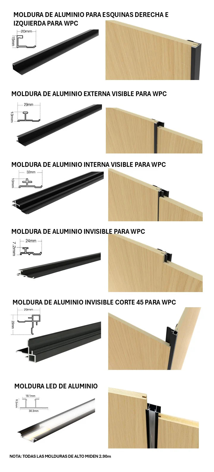 Molduras para Panel WPC